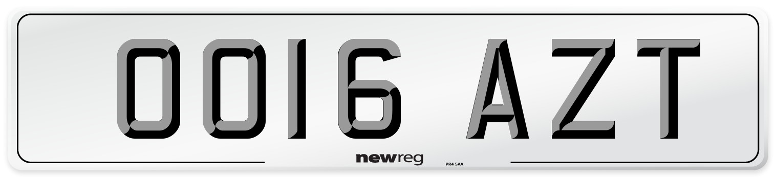 OO16 AZT Number Plate from New Reg